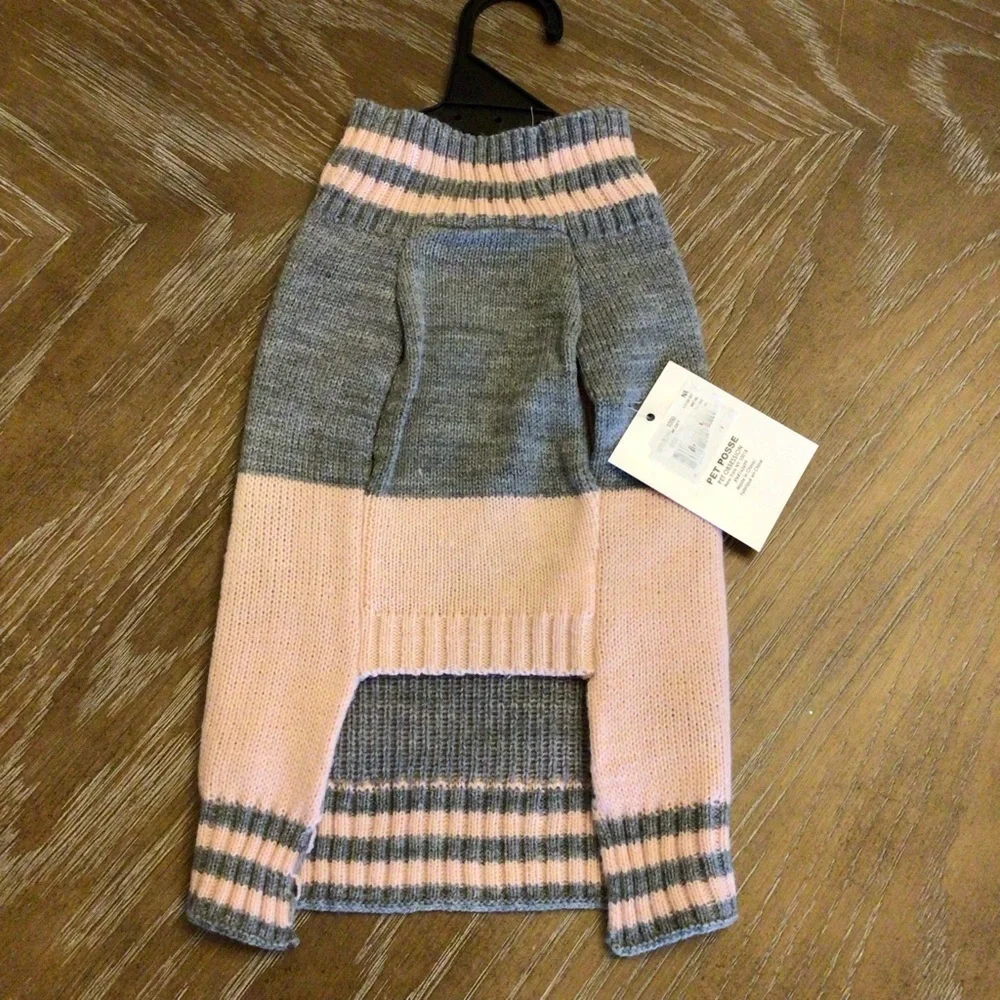Pet Posse Pink & Gray Pullover Dog Sweater Clothing Size Small